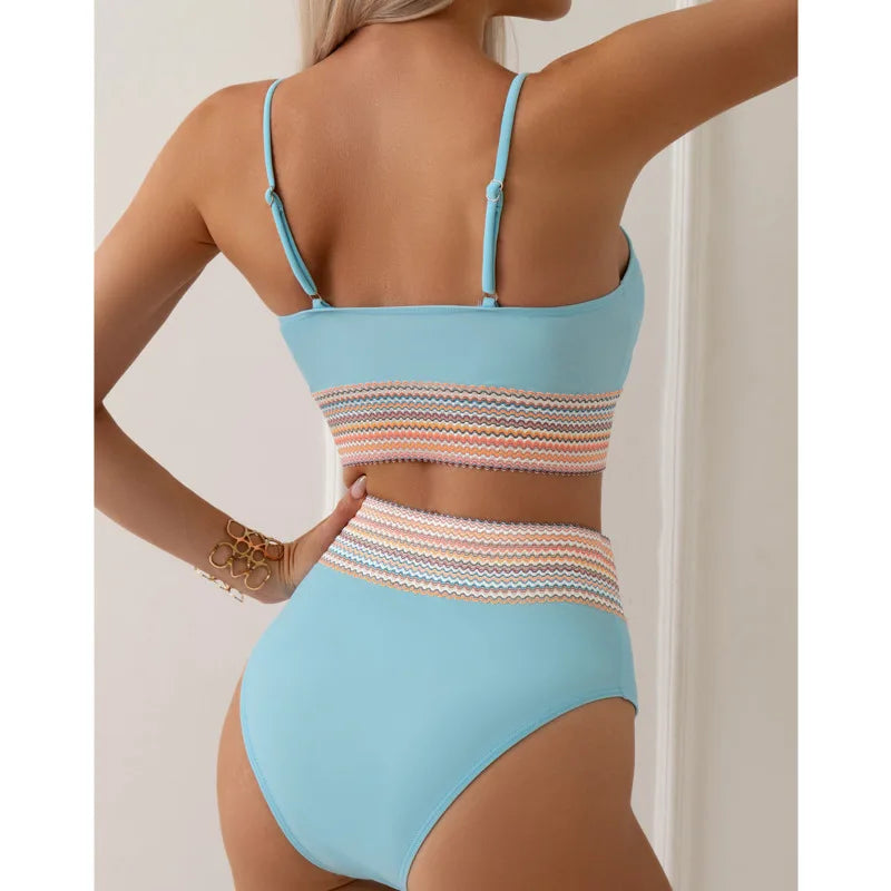 Silberner Push-Up-Bikini mit Strasssteinen – Sexy Badeanzug für Damen am Strand oder Pool