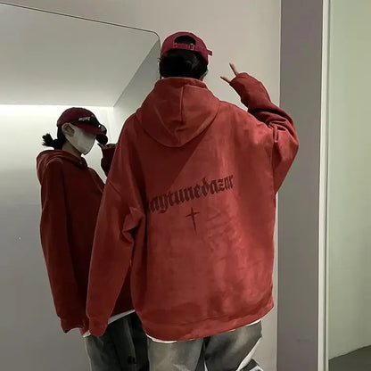 Lässiger Herren-Hoodie mit Rundhalsausschnitt und Vintage-Cartoon-Print – ideal für Herbst und Winter