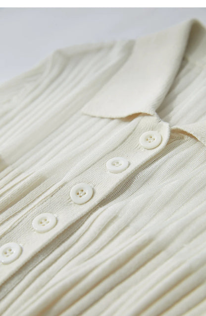 Damen Strickoberteil mit Revers und halber Knopfleiste für den Sommer