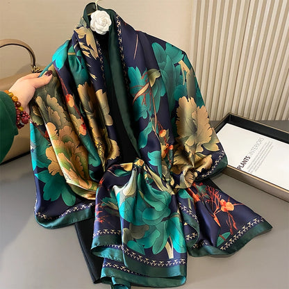 Damen Satin Seidenschal Hijab Sommer Sonnenschutz Strand Kopftuch Foulard