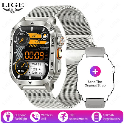 Männer Smartwatch mit 2,01 Zoll HD Bildschirm und Bluetooth-Anruf-Funktion