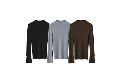 Strickpullover in drei Farben: schwarz, grau und dunkelbraun