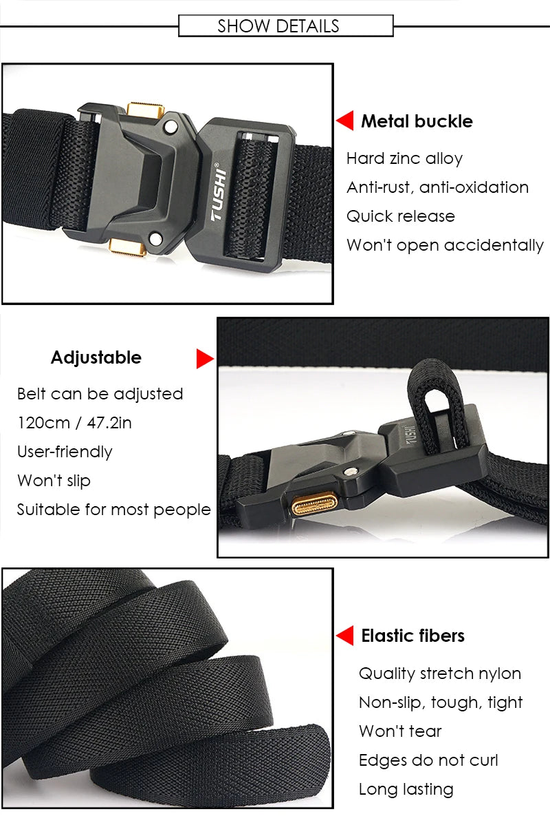 Unisex-Gürtel Mit Schnellverschluss Metall-Schnalle Breite 3,5 Zentimeter Geeignet Für Outdoor-Arbeit Und Freizeit