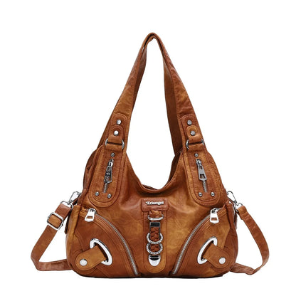 Damen-Schultertasche mit Leopardenmuster und Top-Handle Tragegriff für Alltag und Freizeit Vielseitig