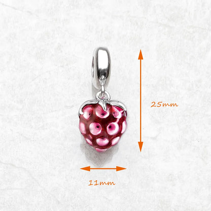 Damen-Charm-Anhänger rote Himbeere romantisch süß aus Sterlingsilber