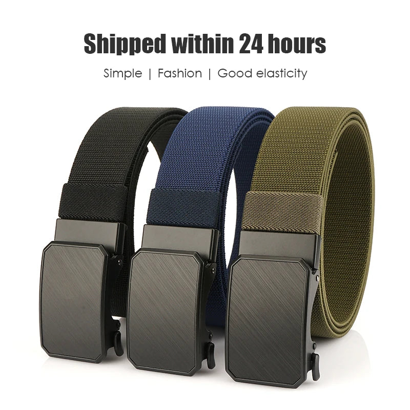Herren-Gürtel Elastisch mit verstellbarer Passform und Automatische Schnalle aus Nylon 38 Mm Breite