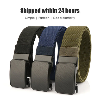 Herren-Gürtel Elastisch mit verstellbarer Passform und Automatische Schnalle aus Nylon 38 Mm Breite