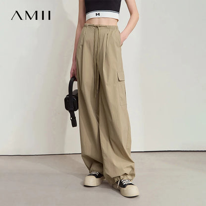 Weite Damenhose mit elastischem Bund und Kordelzug – minimalistisches Design in Uni-Farbe für lässigen Tragekomfort