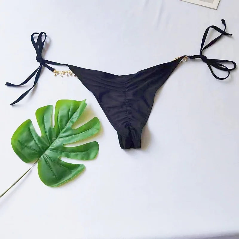 Dreiteiliges Damen-Bikini-Set mit Mesh-Design – ideal für Strand und Pool
