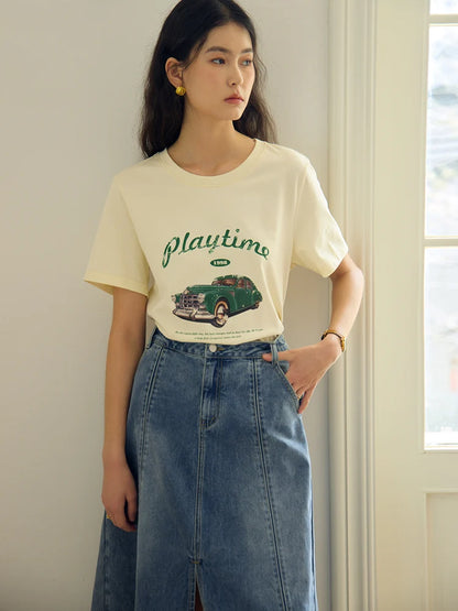Kurzarmshirt für Damen in Übergröße mit Pixel-Hasen-Print und handgefertigter Schleife – ideal für den Sommer