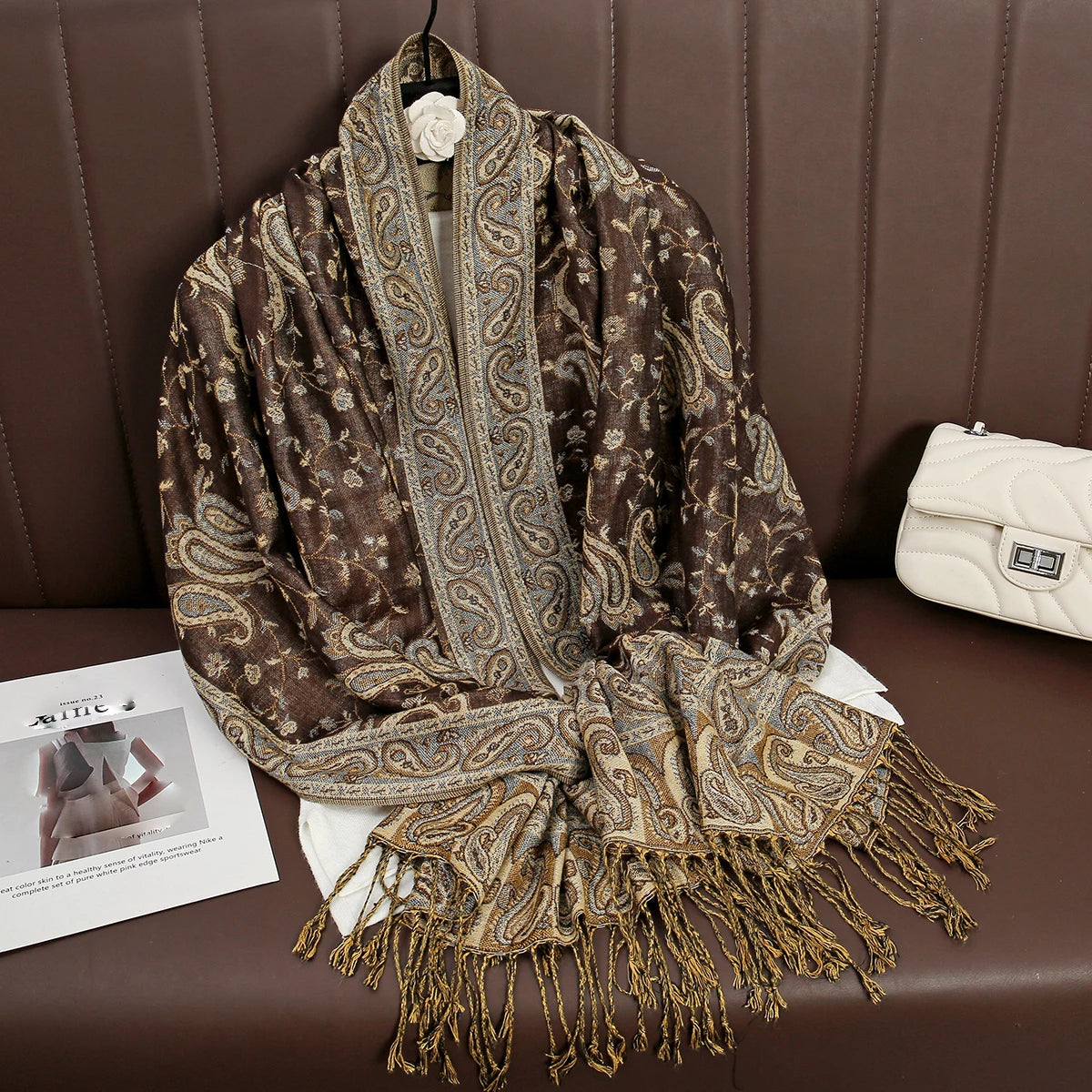 Damen Winterschal Kaschmir Pashmina Luxus Druck warm Stolen Foulard Baumwolle