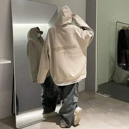 Lässiger Herren-Hoodie mit Rundhalsausschnitt und Vintage-Cartoon-Print – ideal für Herbst und Winter