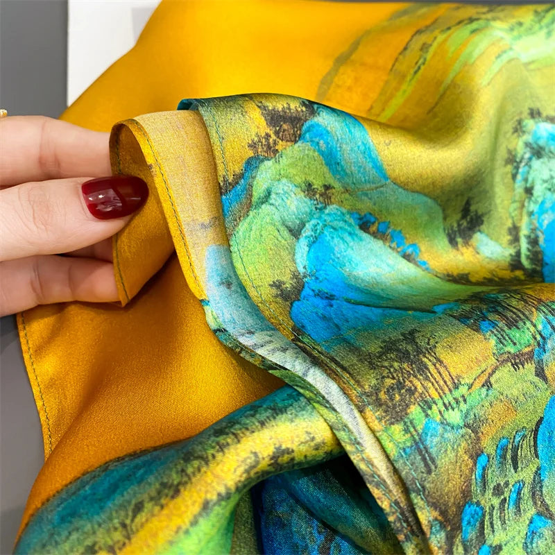 Damen Seidenschal quadratisch 70cm Halstuch Bandana Hijab Pashmina B