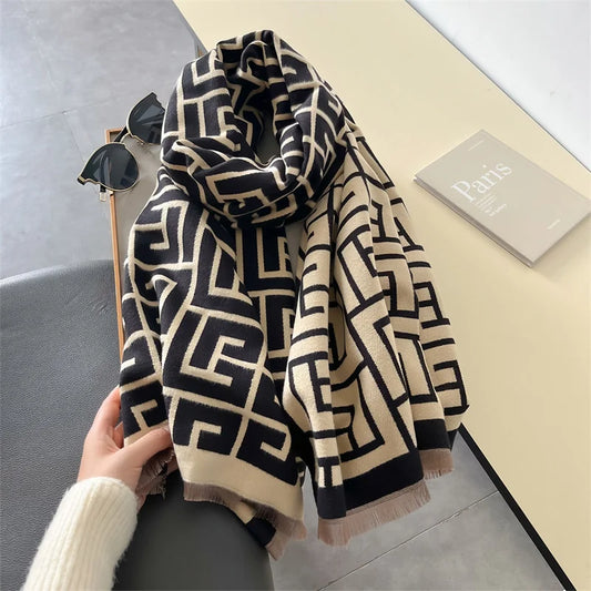 Damen Winterschal Kaschmir Pashmina Design warm Wickelschal Halstuch Echarpe Bandana