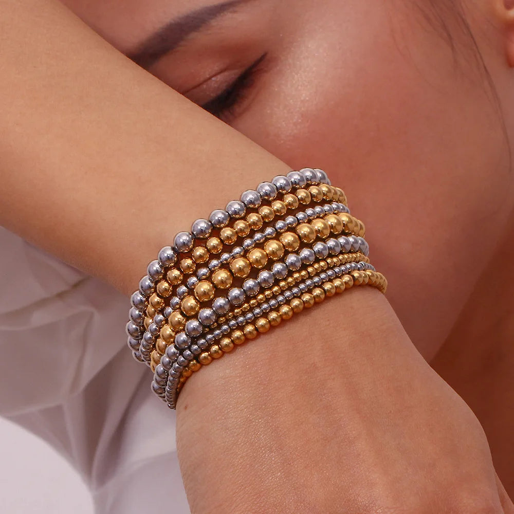 Damen-Perlenarmband mit Farbverlauf aus Edelstahl