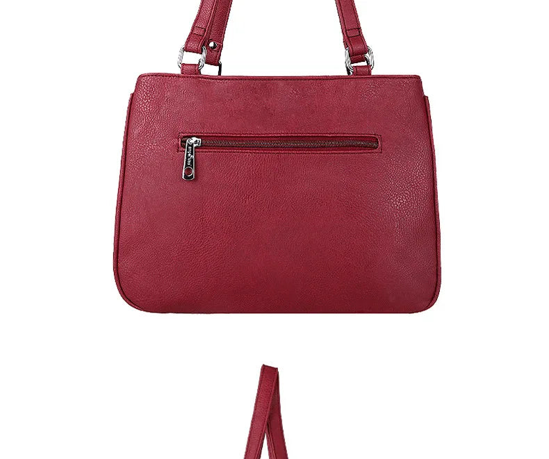 Damen-Handtasche Vintage Schultertasche mit Mehrfachfächern und große Kapazität für iPad und Smartphone
