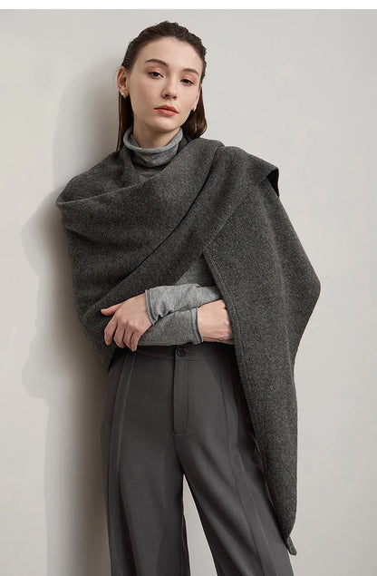 Damen V-Ausschnitt Strickkleid A-Linie ärmellos Herbst-Winter