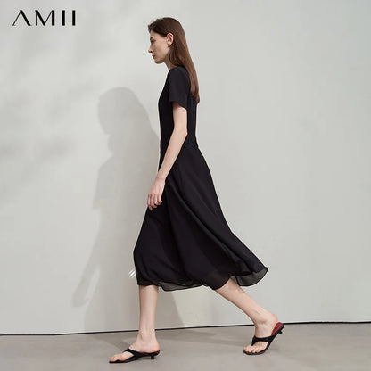 Elegant Damen Midikleid Aus Baumwollmix Stretch Bequem Flexibel Für Alltag