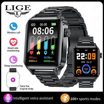 LIGE Für Android IOS Neue 1,85 "Smart Uhr Männer Bluetooth Anruf Sport Smartwatch Frauen Herz Rate Blut Sauerstoff Monitor uhr 2025