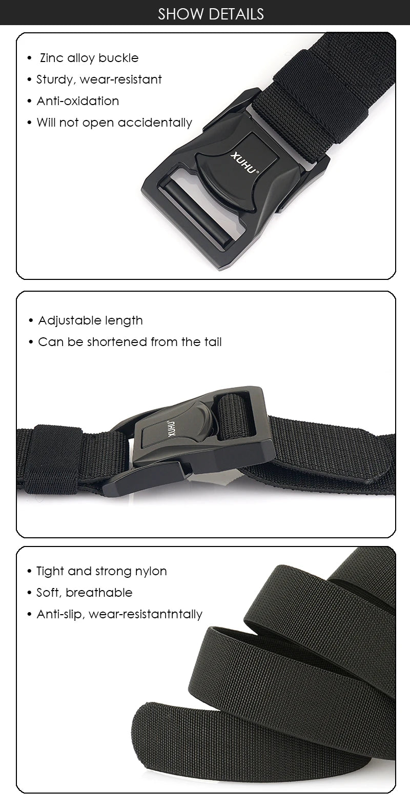 VATLY Elastik-Gürtel Herren 3,8 cm Zink-Schnellverschluss Tactical Outdoor