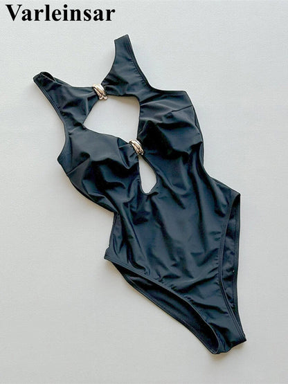 Damen Badeanzug Cut-Out rückenfrei hoher Beinausschnitt Monokini gepolstert 2026