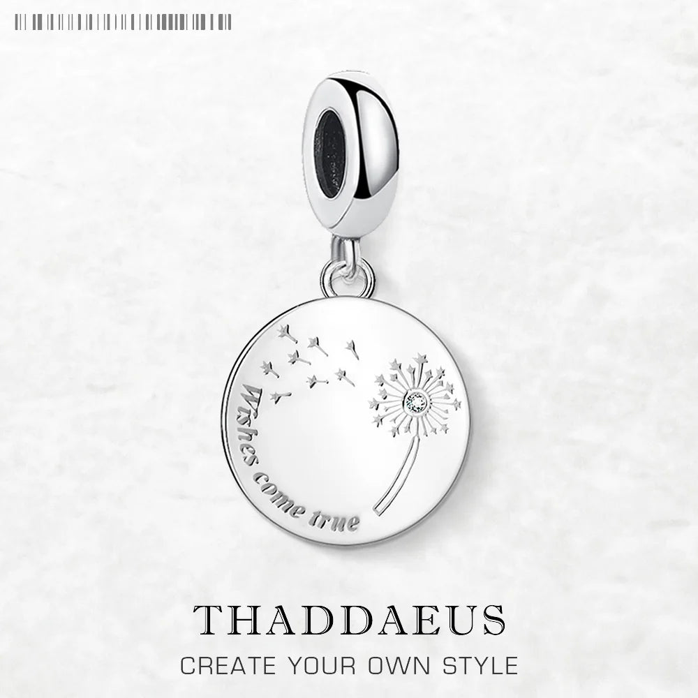 Damen-Charm-Anhänger Löwenzahn Wunsch träumerisch aus Sterlingsilber