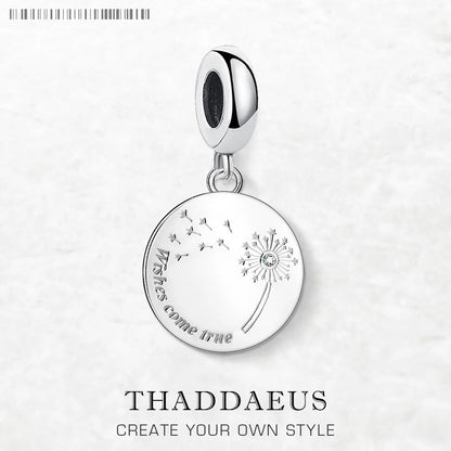 Damen-Charm-Anhänger Löwenzahn Wunsch träumerisch aus Sterlingsilber