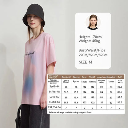 Damen Sommer T-Shirt mit lockerer Passform und buntem Farbverlauf