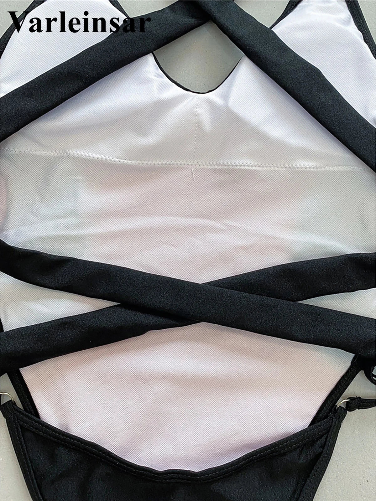 Damen Badeanzug Spleiß V-Ausschnitt Kreuzrücken hoher Beinausschnitt Monokini