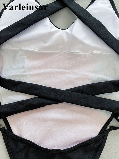 Damen Badeanzug Spleiß V-Ausschnitt Kreuzrücken hoher Beinausschnitt Monokini