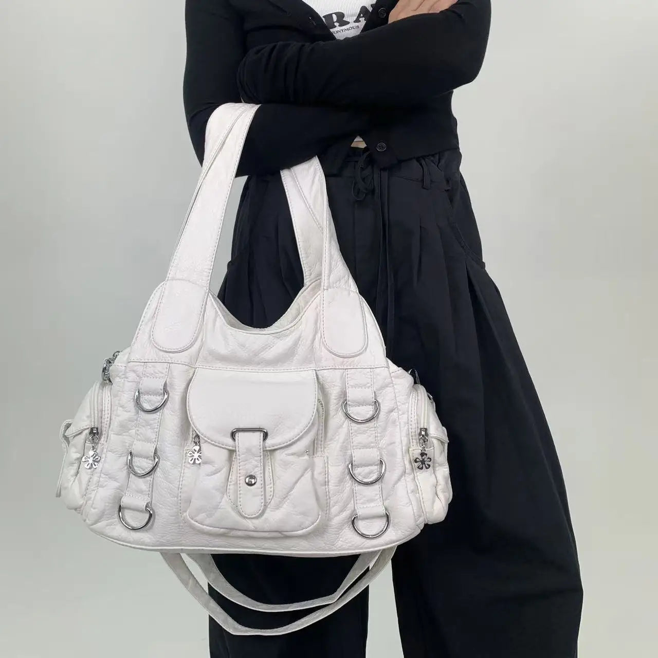 Damen-Umhängetasche Mit Mehrfachfächern Kleine Kunstleder-Satchel für Alltag und Freizeit