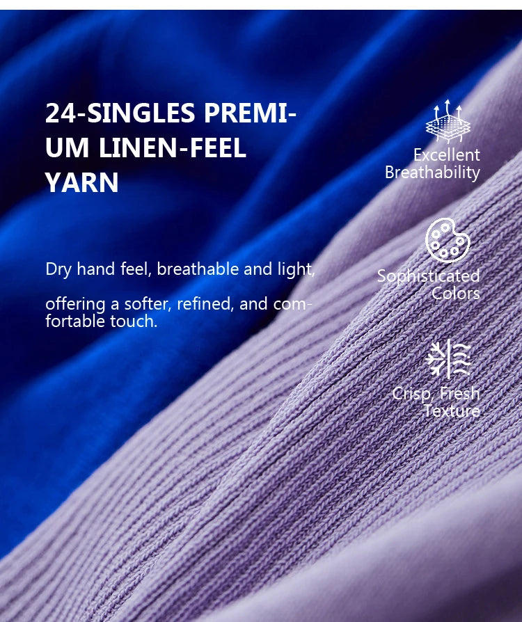 Strickpullover-Fasermotiv mit Beschreibung zu atmungsaktivem, leichtem Garn