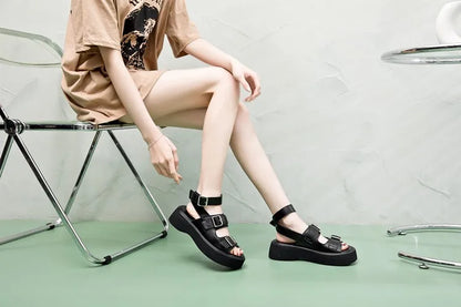 Aiyuqi Sandalen Frauen echtes Leder 2024 neue Sommer offene Frauen Strands andalen Keil Mode Damen Sandalen