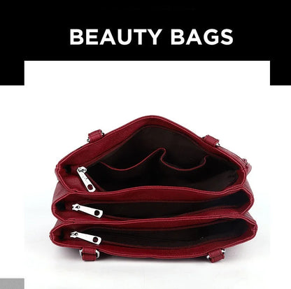 Damen-Handtasche Vintage Schultertasche mit Mehrfachfächern und große Kapazität für iPad und Smartphone