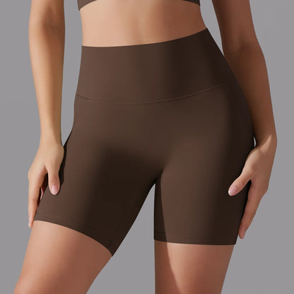 Kurze Leggings, brauner Ton, glatter Bund mit nahtlosem Look