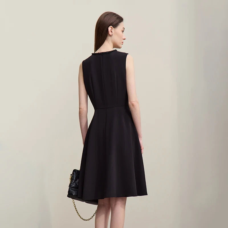 Elegantes Tailliert Midi Kleid Damen Sommer Ärmellos
