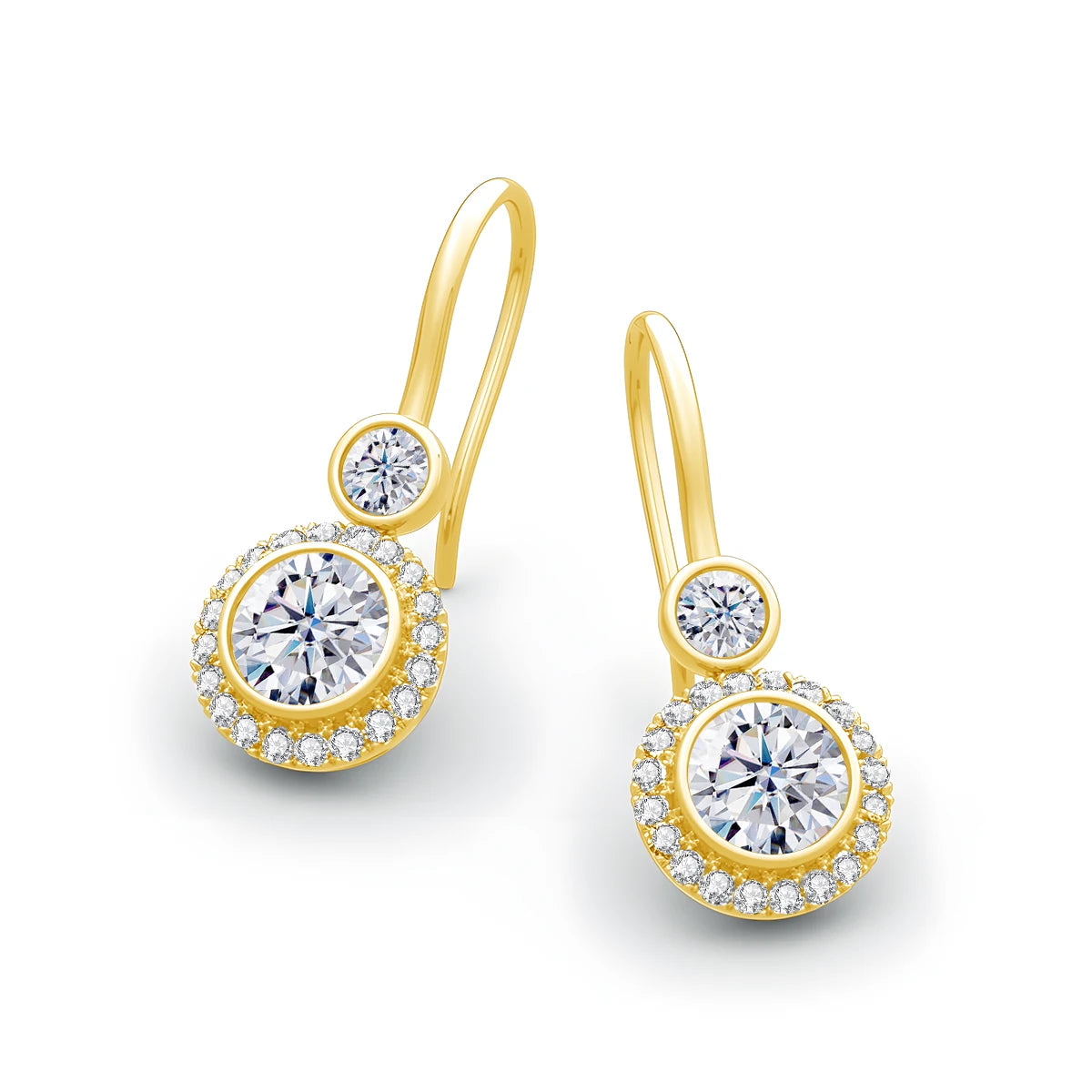 Damen-Moissanit-Tropfenohrringe aus Gelbgold mit Zertifikat 7 mm 2,4 Karat Gesamtgewicht