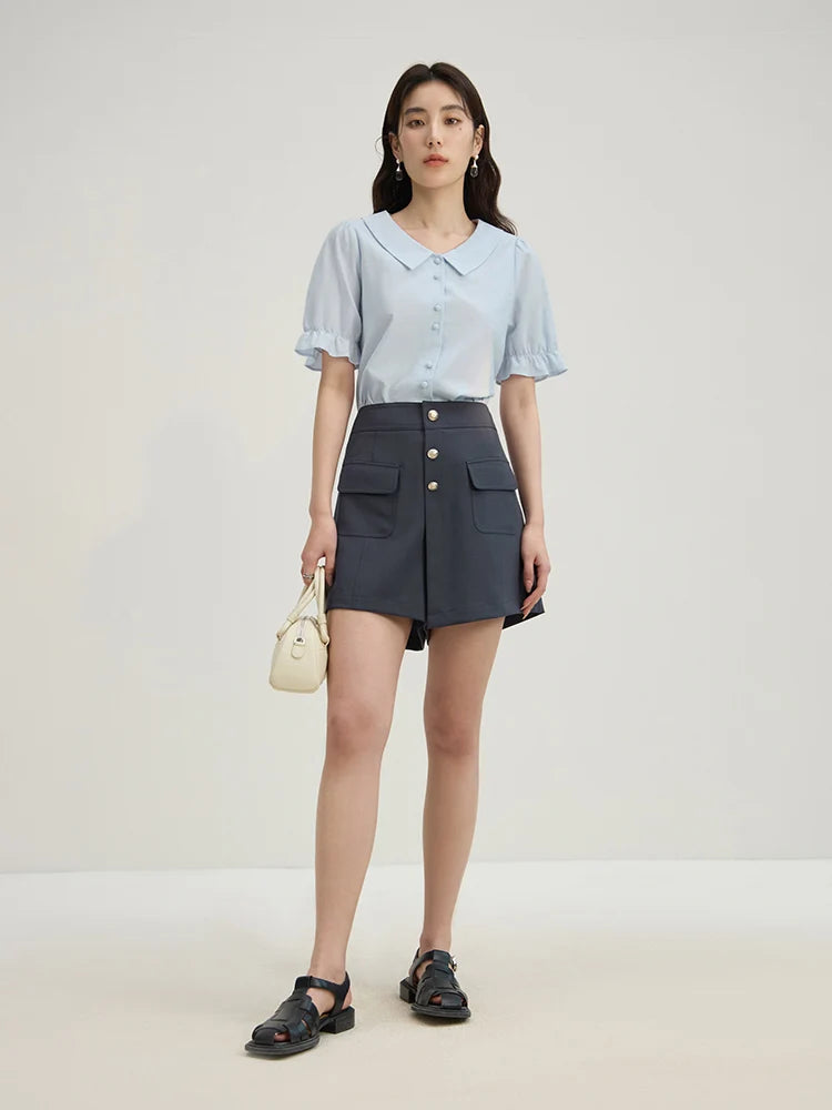 Französischer Stil Bluse mit Laternenärmeln und einzigartigem Design – Elegantes, figurbetontes Oberteil für Büro und Freizeit