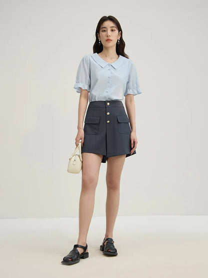 Französischer Stil Bluse mit Laternenärmeln und einzigartigem Design – Elegantes, figurbetontes Oberteil für Büro und Freizeit