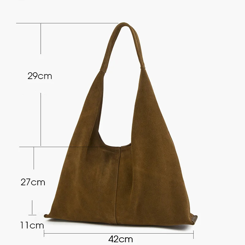 Wildleder Hobo Schultertasche Naturleder | Große Crescent