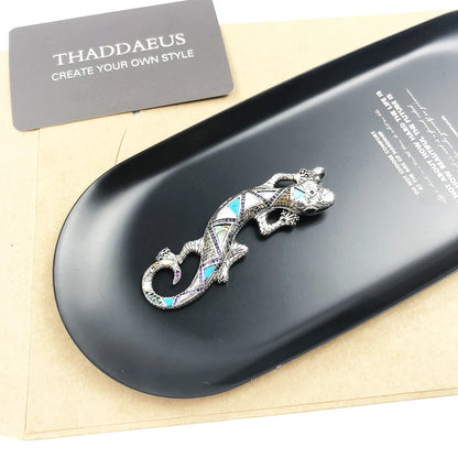 Echsen-Anhänger aus 925 Sterlingsilber mit türkisfarbenen Akzenten