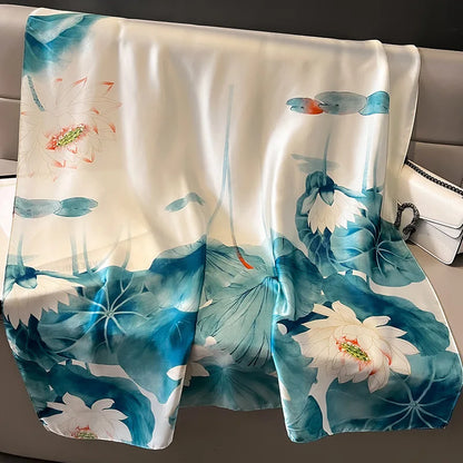 Damen Seidenschal groß Sommer Strand Hijab Turban Foulard Bandana Sonnenschutz