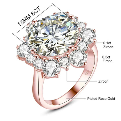 Damen-Ring Moissanit 8ct Rundschliff 13mm Zertifiziert für Verlobung oder Hochzeit