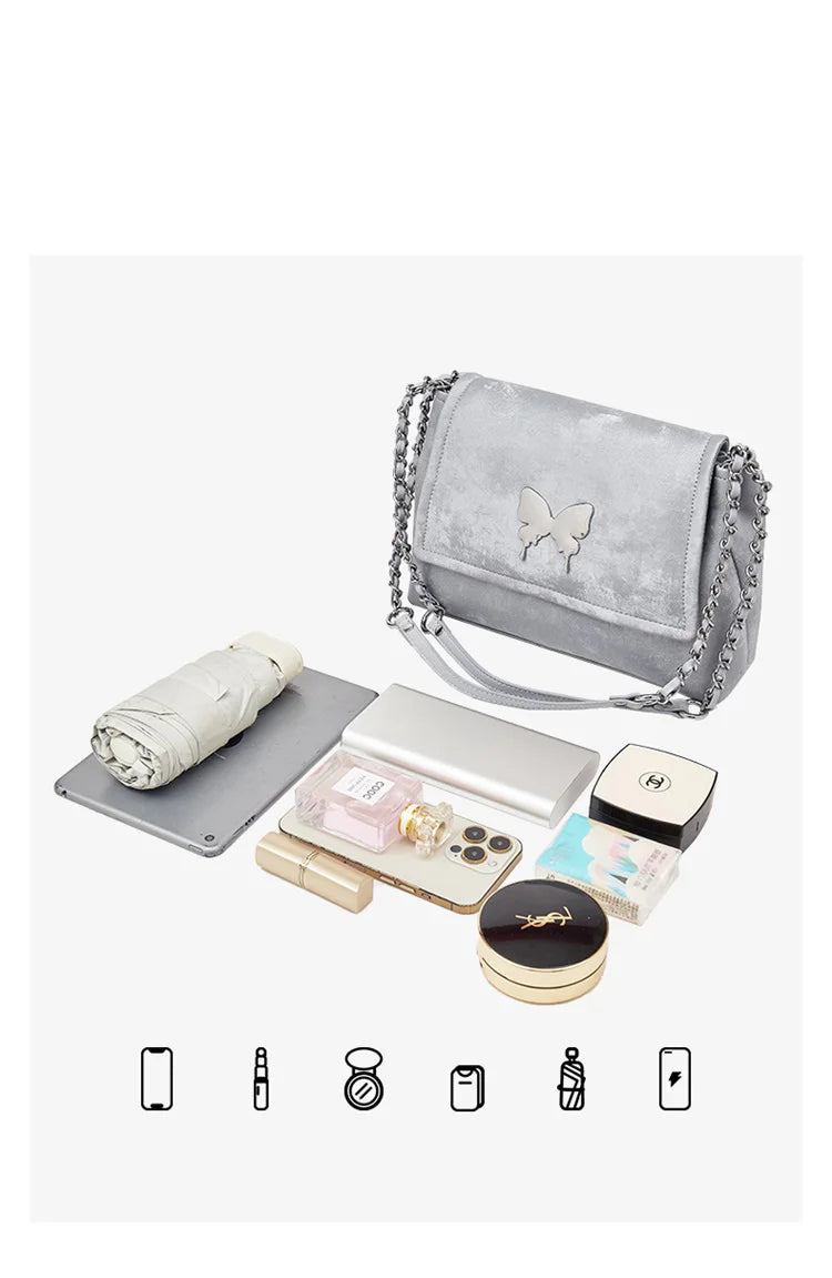 Elegante Damen Schultertasche aus PU-Leder mit Schmetterlings-Dekor