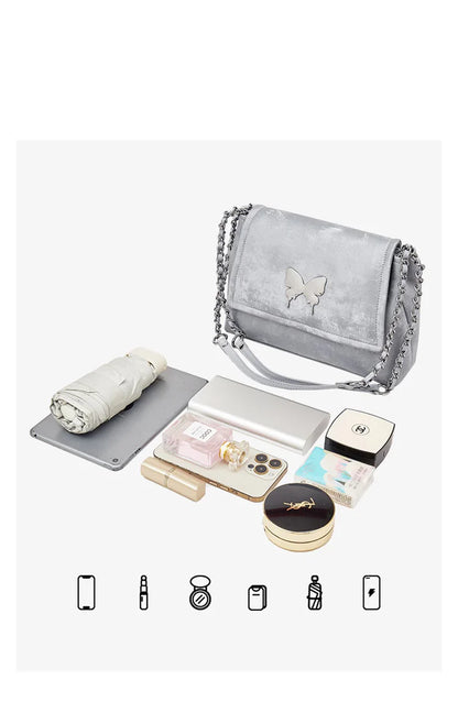 Elegante Damen Schultertasche aus PU-Leder mit Schmetterlings-Dekor