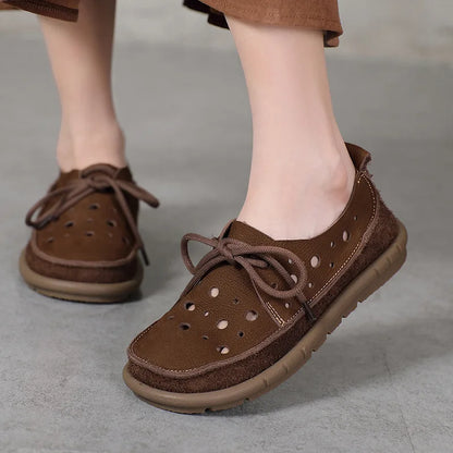 AIYUQI 2025, neue flache Damensandalen, rutschfeste Schnür-Loafer mit weichen Sohlen für Damen, Sommer-Strandschuhe mit großem Loch für Damen
