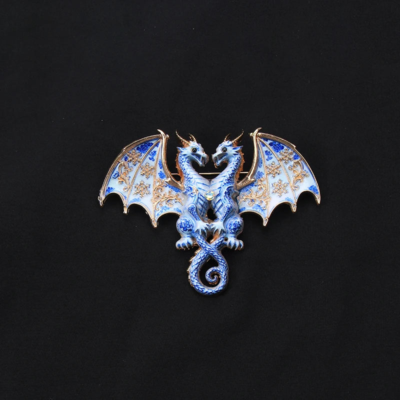 Brosche Emaille Porzellan Drache Schmetterling Frosch Krabbe Tier Reversnadel
