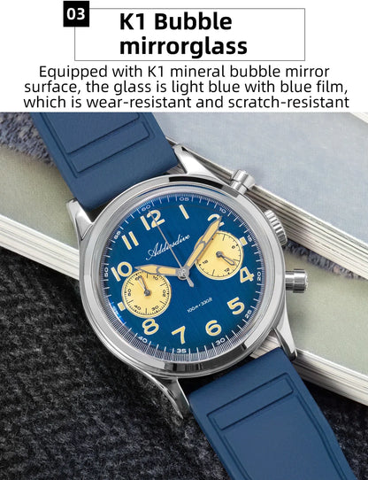 Herren-Chronograph mit VK64-Quarzwerk und Bubble-Glas