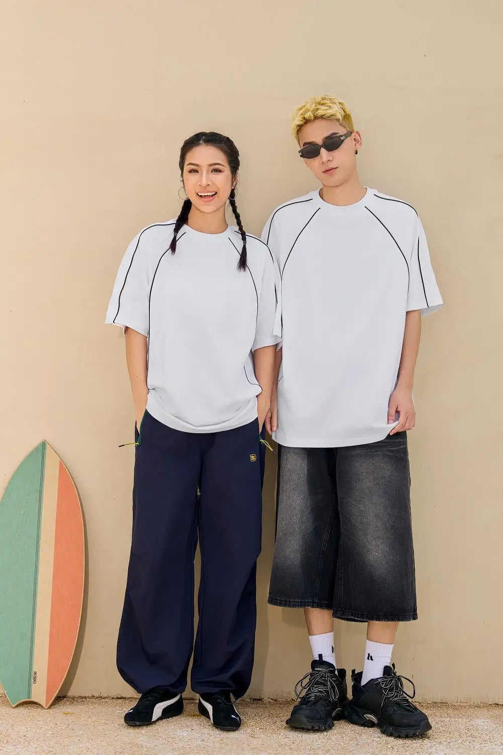 Herren T-Shirt aus 100 Prozent Baumwolle mit Kontrastlinie und Übergröße