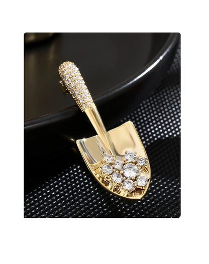Brosche Schaufel Kristall Goldfarbig Korsage Hochzeit Party Elegant Damen